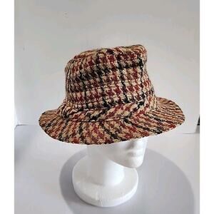 Vintage Woven by Millers Cufden Wool Fedora Hat Made In Ireland Size 7 1/8 Plaid